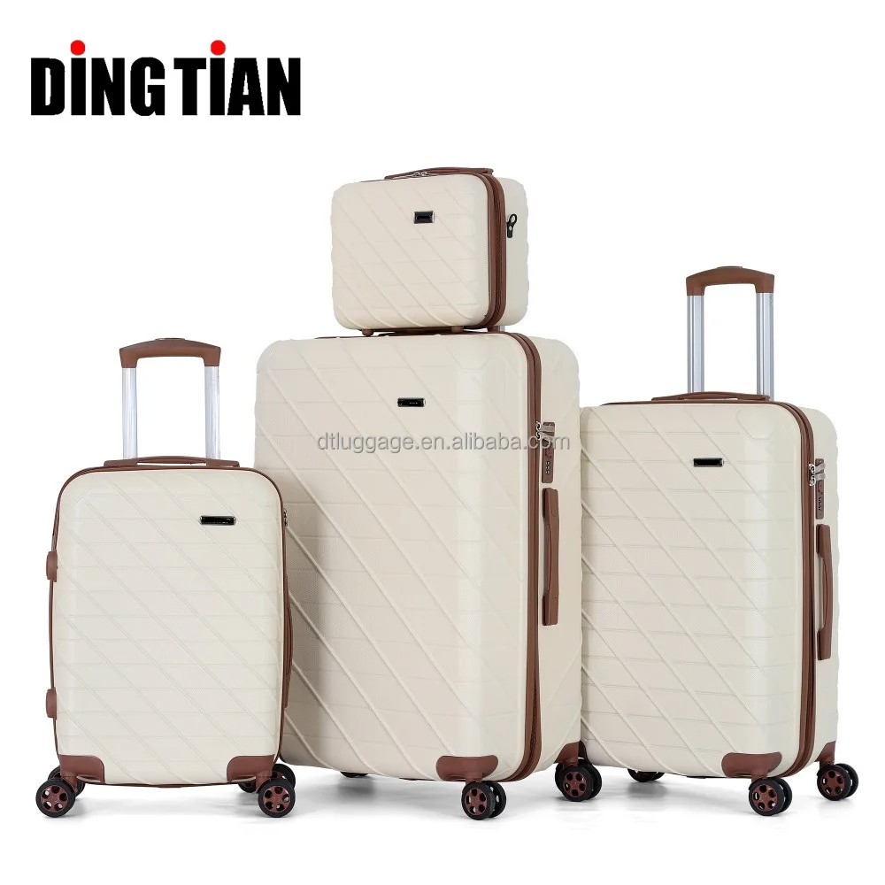 Abs Luggage Set 5 Pieces Hard Shell Vintage Scratch Resistant Cosmetic