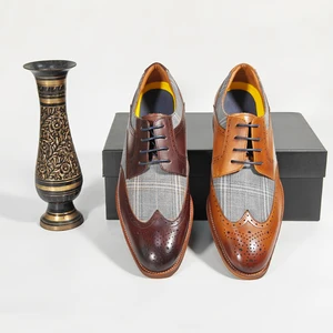 Trendy Men's Leather Shoes Patchwork Party Wear Official Footwear Classic Rubber Outsole Business Dress Shoes Oxfords Shoes Men