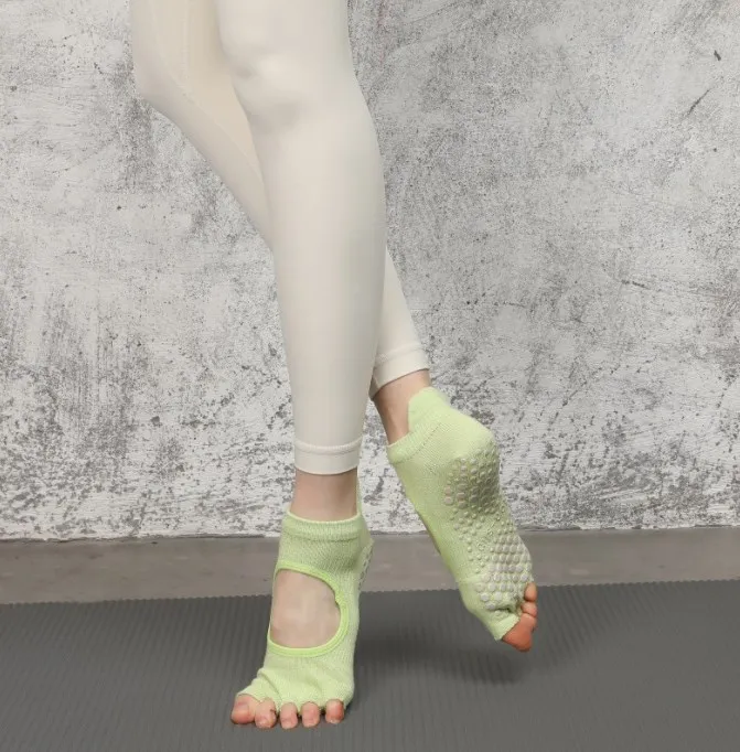 Yoga Sock Fitness Pilates Ballet Non-slip Toeless Dance Half Toe Grip Socks