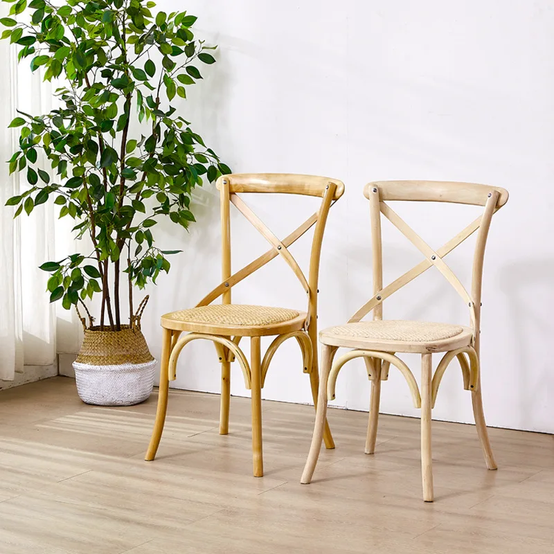 Vintage Wooden Cross Back Dining Chairs Banquet Chairs Wedding Chair With Rattan Cushion - Buy ...