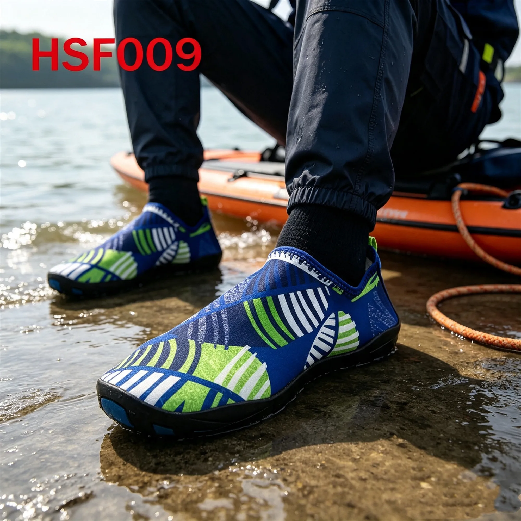 ZYF,Water Rescue Fast Drying Fabric Upper Blue Swimming Shoes Surfing Trip Anti-slip Sole Easy Wear Hua Singh Aqua Shoes HSF009