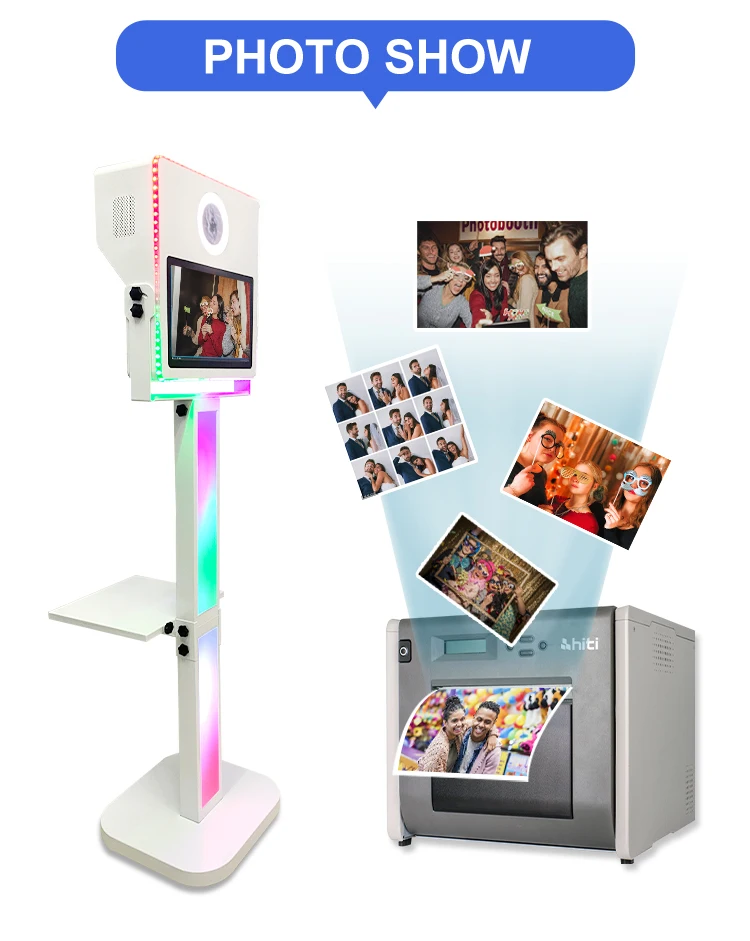Selfie Photo Booth Machine 15.6 Inch Lcd Touch Screen With Flash Printer Camera Kiosk Dslr Photo