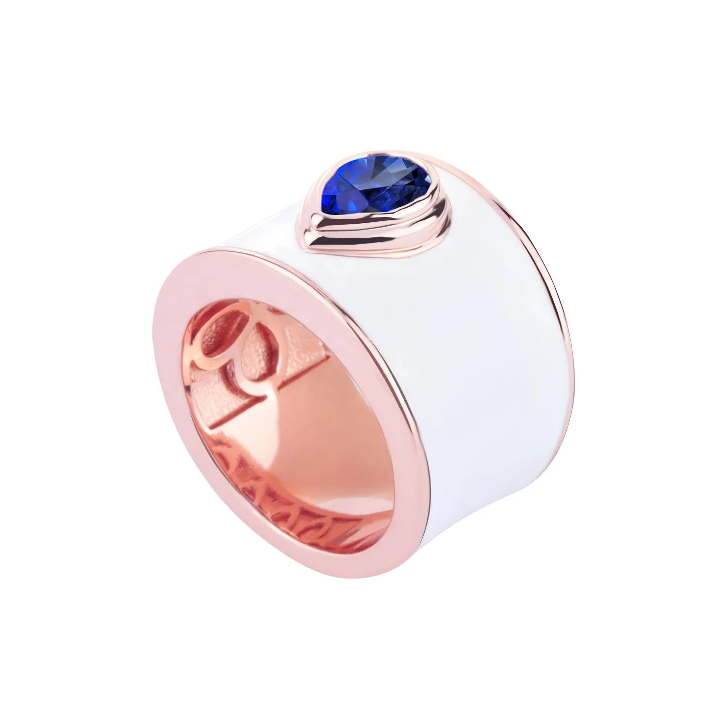 hip hop jewelry enamel sterling silver ring enamel rings jewelry women rose gold blue spinel diamond bands white enamel ring