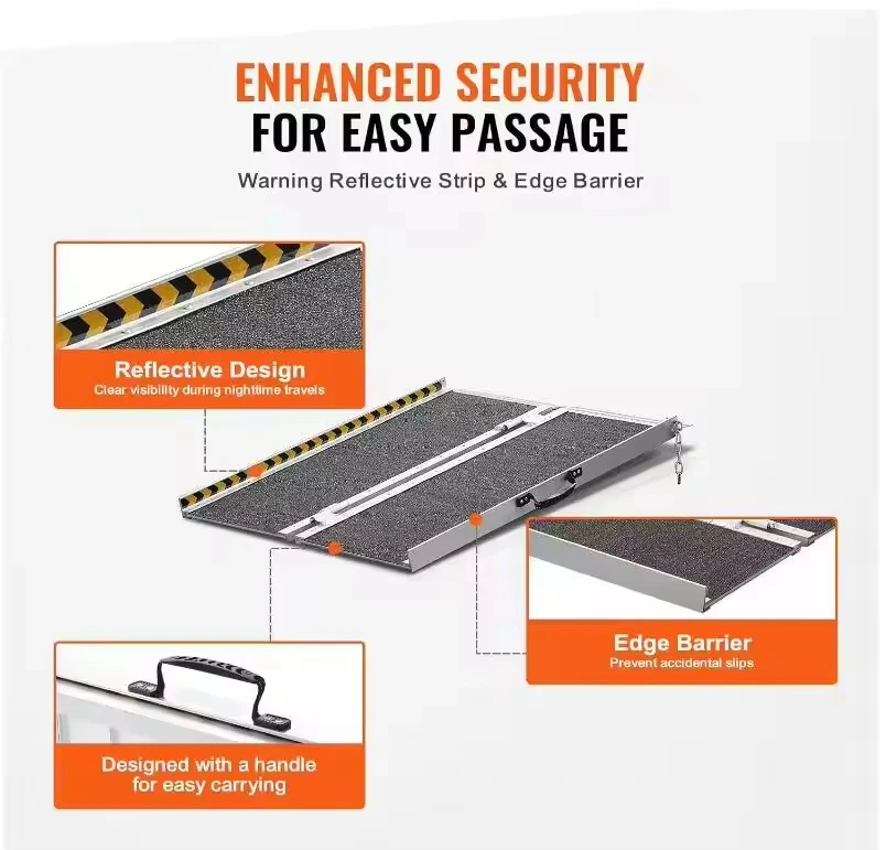 Portable Aluminum Multi-Fold Anti-Slip Wheelchair Ramp Roadway Product for Wheelchairs supplier