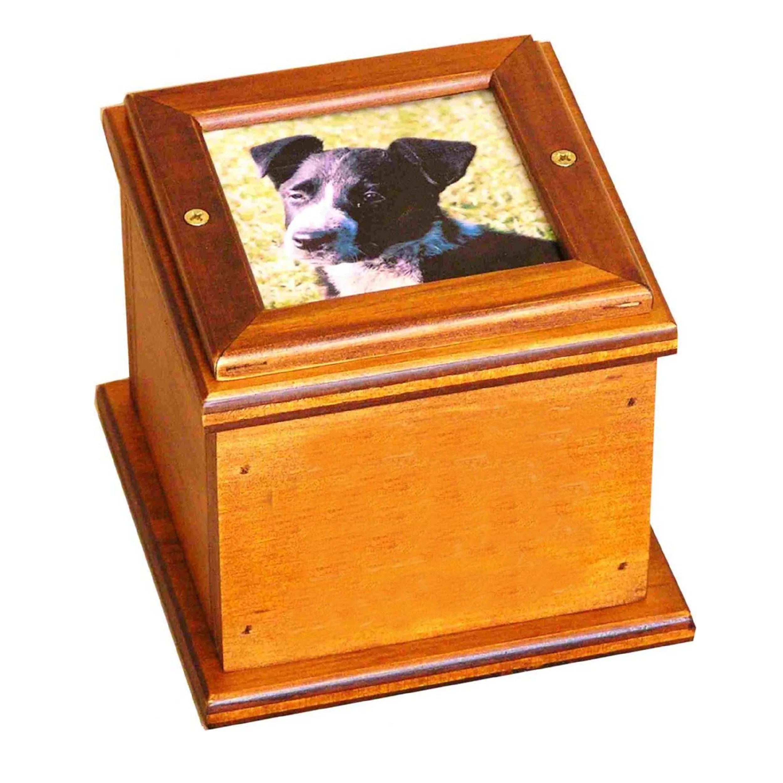 Wooden Pet Cremation Urn With Photo Frame Decorative Structured