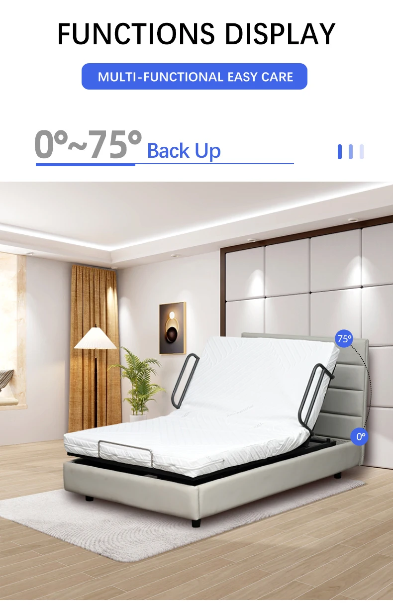 Electric 3 function high end home smart bed with comfortable soft mattress