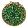 Two-tone crackle glass beads - dark green and yellow