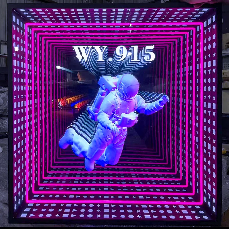 Customized LED Abyss Mirror Light Box Sign Thousand Layer Mirror Magic Decorative Infinity Illusion Lightbox
