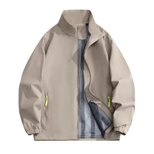Unisex Outdoor Windproof Waterproof Jacket Stand Collar Thin Casual Windbreaker for Hiking Wholesale Zipper Closure Breathable