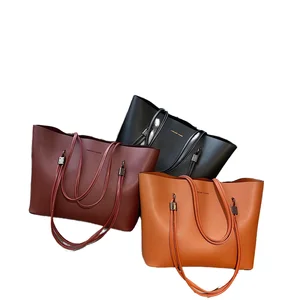 Factory Wholesale Young Lady Tote Bag Large Capacity Casual Handbag for Women Shopping Soft Surface Commuting Shoulder Handbag