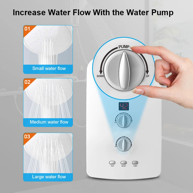Built in Booster Pump Small Water Heaters Instant Electric Portable  Electric Shower Tankless Hot Electronic Water Heater