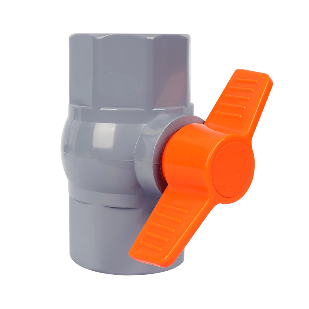 Mini 4 Inch Control Flow Water Grey Body Orange Handle Octagonal Ball Valve