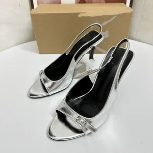 QuiteS 2026 New Summer Square Toe Buckle Rhinestone One Strap High Heeled Sandals Casual Luxury Thin Heels Shoes for Women