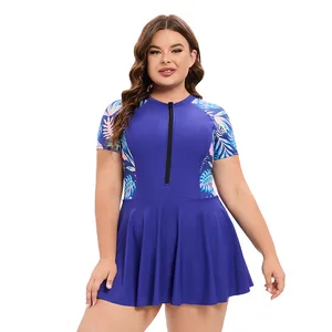 Women's Sexy Short Sleeve Plus Tight Triangle Bikini Conservative Floral Breathable Swimsuit Pearls Metallic European