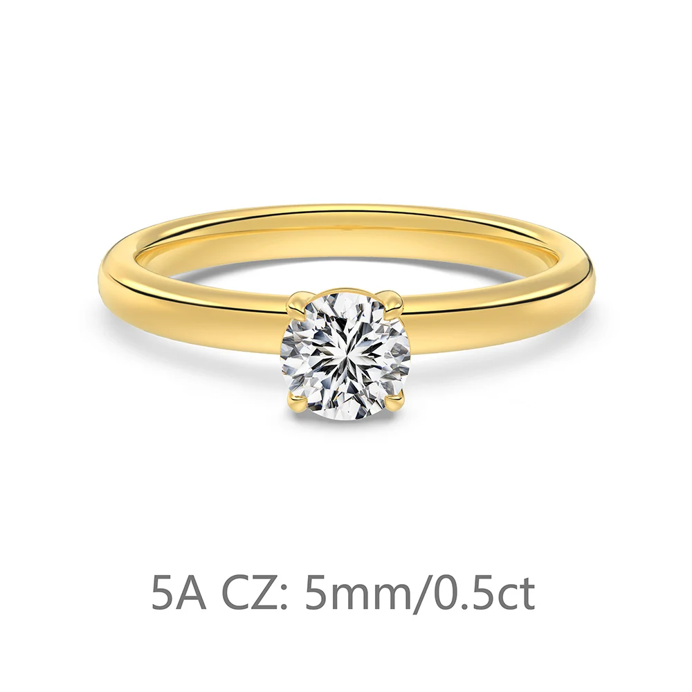 KAKODIY Pearlescent Cubic Zirconia 14K Gold Plated 925 Sterling Silver Round Fine Jewelry for Women Ring Cubic Zirconia Wedding Ring detail 1