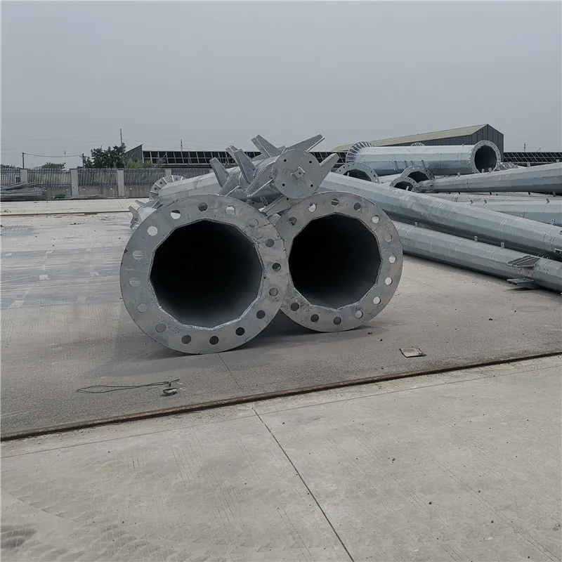 Hot Dip Galvanized Dodecagonal Electrical Power Pole with Cross Arms