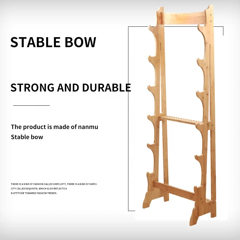 SPG Bow Stand Archery Compound Traditional Recurve Straight Bow Longbow Takedown Arrow Storage Rack Wooden Holder Equipment
