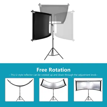 Neewer Clamshell Light Reflector with Carry Bag and 2M Light Stand, 66x24 Inch Arclight Curved Eyelighter Lighting Reflector for detail image