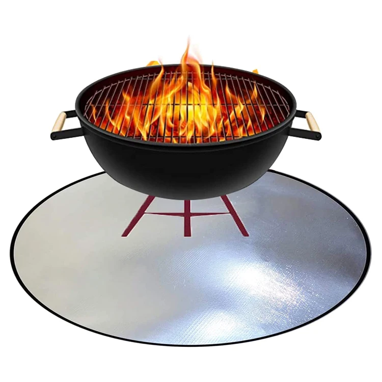 Thickness Reusable Universal Reflective Fire Pit Mat Heat Shielding Mat Square Fire Pit Mat for Deck Fire Pit