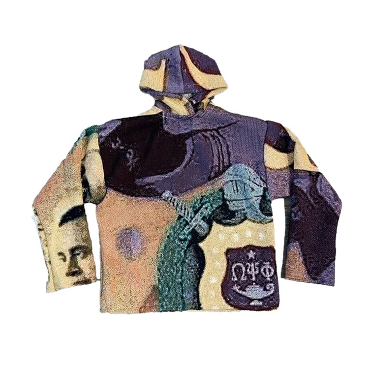 Factory Hoodies Cropped Hoodie With Woven Tapestry Tapestry 