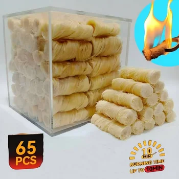 Eco-Friendly Natural Wood Wool Firelighter Cylinder Shape for Outdoor Camping Charcoal Grills Packaged Box BBQ Accessories