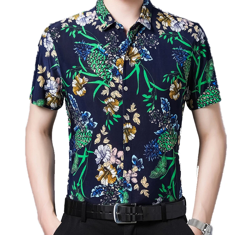 OEM/ODM  Royal Casual Shirt High Quality Short Sleeve Digital Printed Men's big size Shir custom plus size casual323_voghion.com