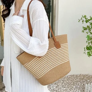 Women's travel holiday custom-made environmentally friendly shopping spring outing summer Handbag straw-woven beach shoulder bag