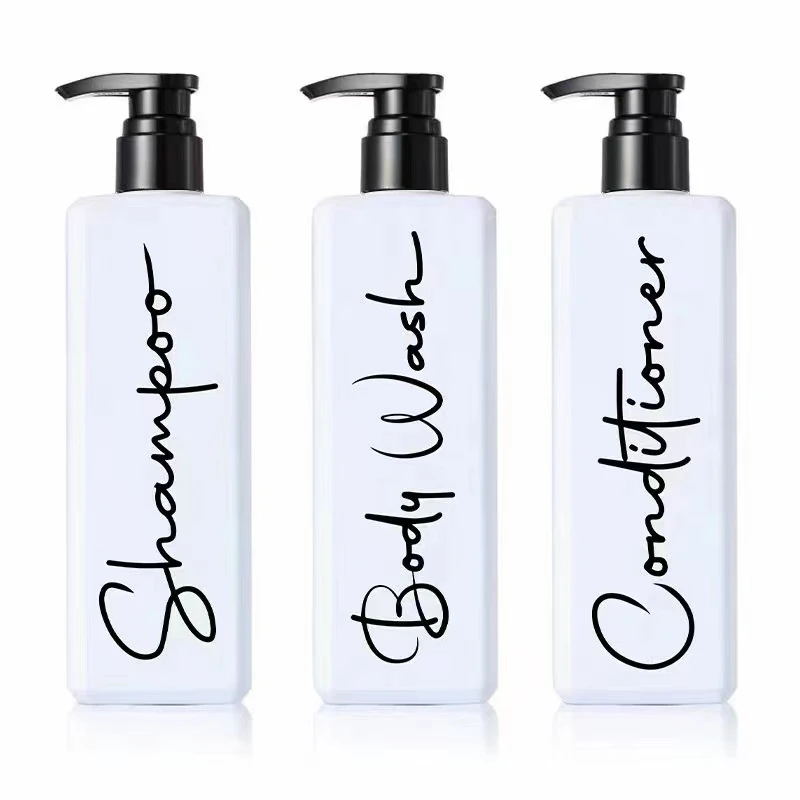 Eco Friendly PET Plastic Empty Refillable Body Wash Gel Lotion Shower Bottle Bathroom Hotel Pump Shampoo Conditioner Bottles