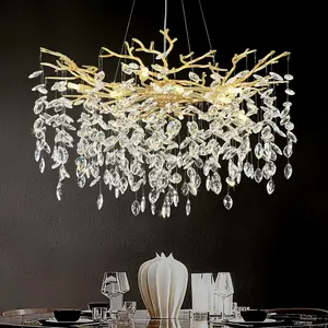 Modern Crystal Round Branch Chandelier 8-Light for Living Room Bedroom Kitchen