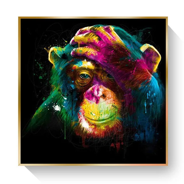 Modern Abstract Pop Art Canvas Paintings Graffiti Dog Thinking Monkey Bear  Wall Canvas Animals Decor Pictures For Living Room - Buy Canvas