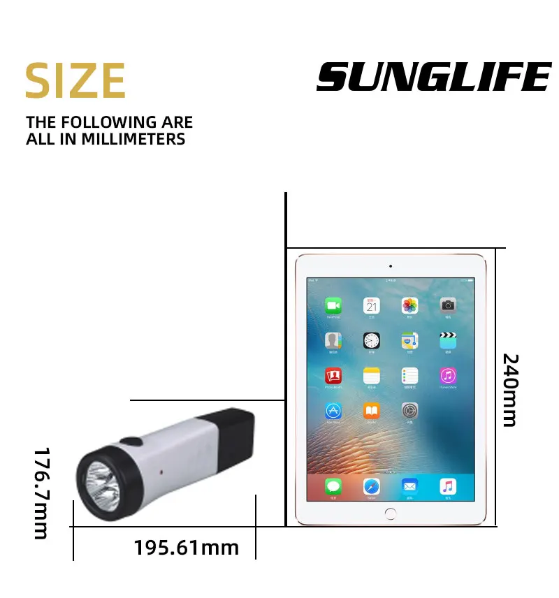 Rechargeable Torch Battery LED Light Outside Use Flashlight