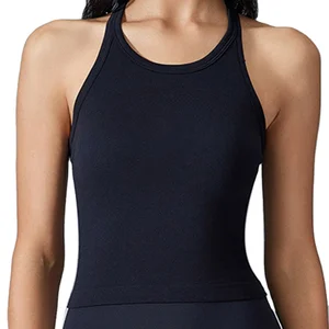 LANGHE Custom High Quality Quick Dry Round-Neck Sleeveless  Yoga Vest Medium Support No Padding I-Back Running Gym