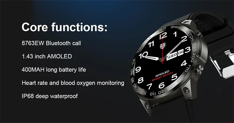 Newest 1.43" Full Touch AMOLED Screen Smart Watch with NFC IP68 Waterproof 400mAh Big Battery DM50 Smart Watch(2).jpg