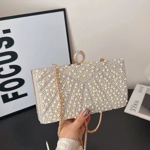 Fashion Rhinestone Pearls Hand Bags for Women Ladies Crown Luxury Evening Party Clutch Bag Portable Chain Shoulder Bags