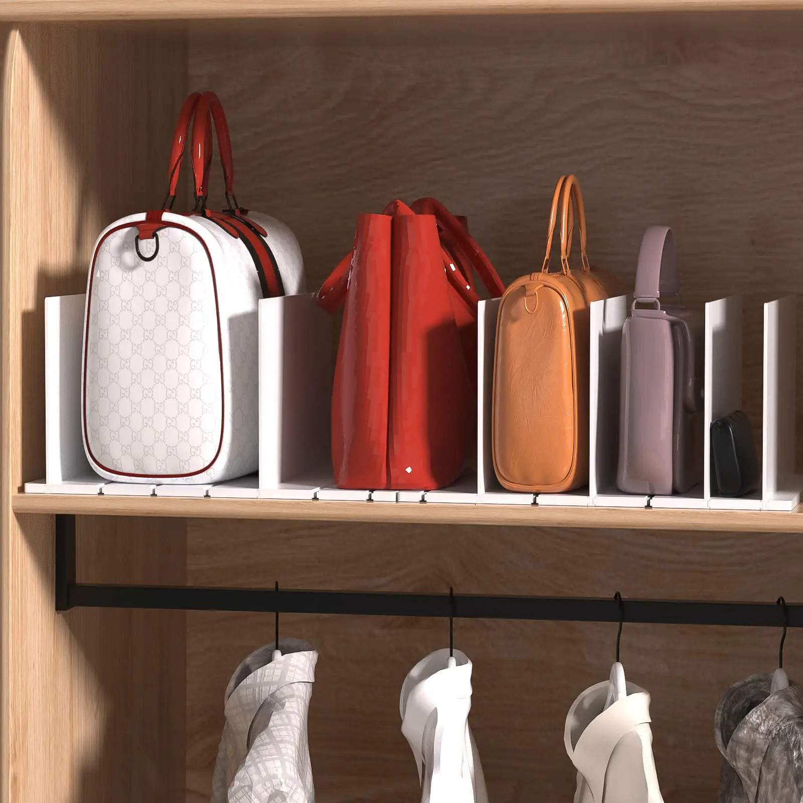 Clear Adjustable Plastic Shelf Divider Pushers System Organizer For