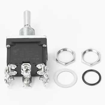 5 Interruttori A Levetta DPDT 6 Pin - Modello 1322 ON-OFF-ON 15A 250V - Foro 12mm - Interruttore Elettrico In Plastica E Rame - 2