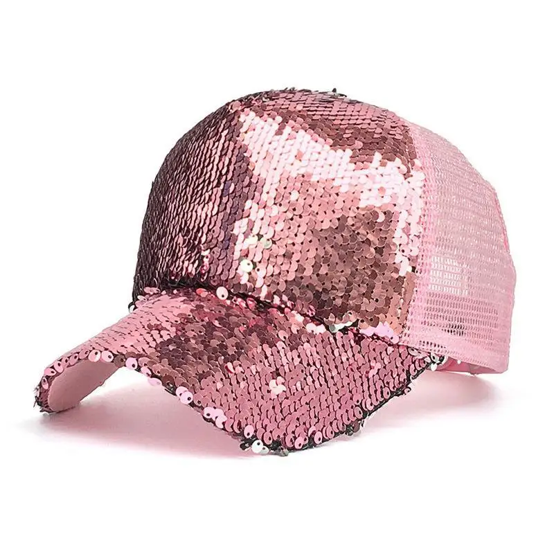 pink sequin baseball cap