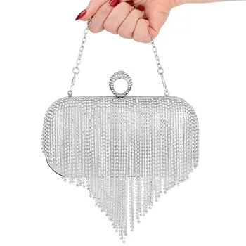 2024 New Luxury Shinning Crystals Purse Party Bags For Women Fashion Diamond  Rhinestone Tassel Handbag Clutch Evening Bag