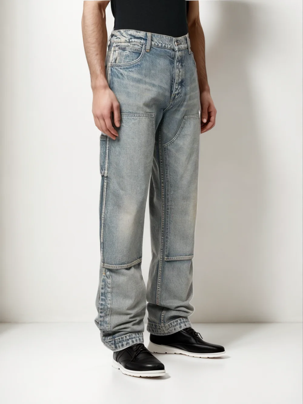 Custom Wholesale Factory Direct Sales of Men's New Casual Fashion Single Piece Cloth Vintage Wash Cargo Jeans