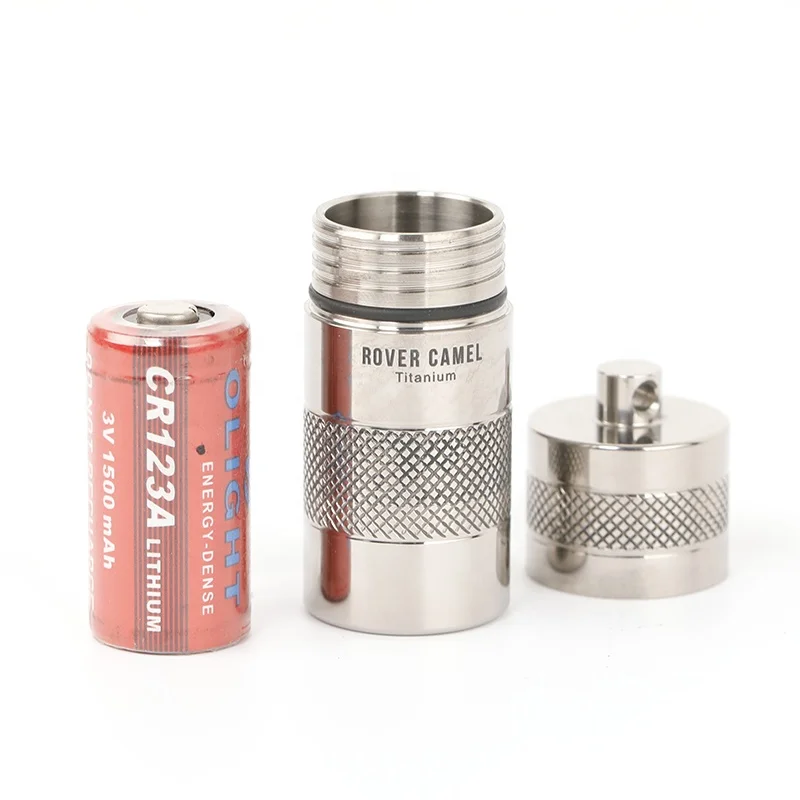 Lightweight Outdoor Camping Accessories Waterproof Mini Pill Fob Titanium  Keychain Pill Holder EDC Key Ring Mens Necklace