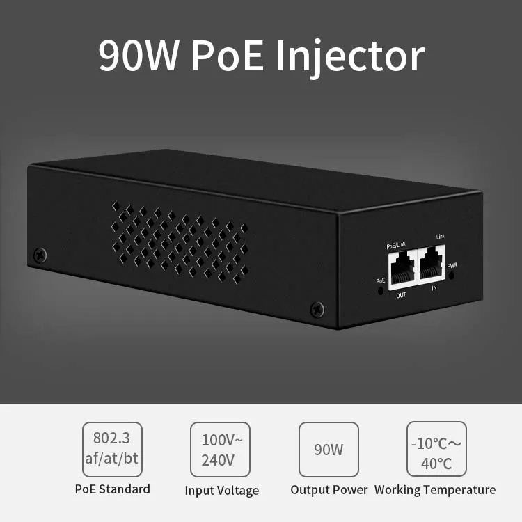 90W Gigabit Poe++ Injector Adapter - IEEE 802.3 Bt Compliant