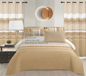 China Manufacture LILIANNA Stock Microfiber Polyester Bedding Set Wholesale Sabanas 8pcs Bedsheet with Curtains