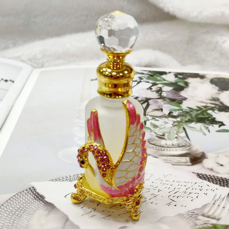 Decorative Bottles Perfume With Swan On Bottle Vintage Miniature