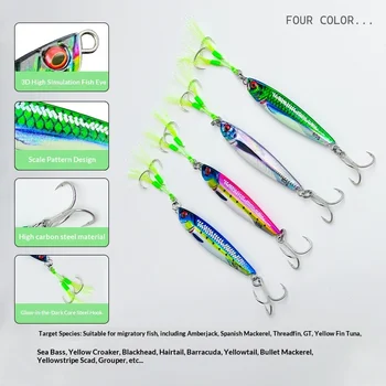 Metal Jig Long-Cast Sea Fishing Artificial Hard Bait 3D Printed Scaly Glow-in-the-Dark 60g 80g Mackerel – Metal Jig – view 4