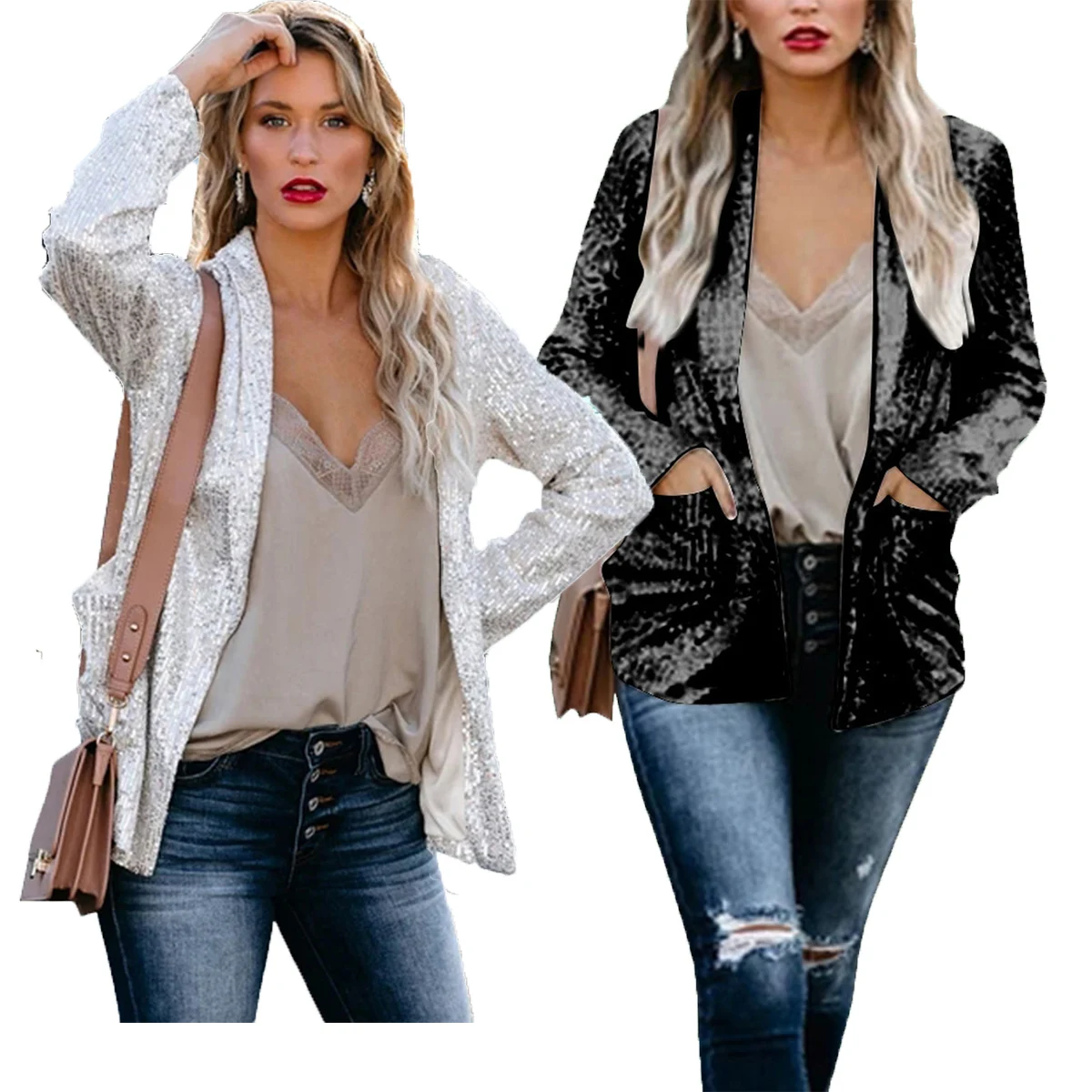 plus size sequin cardigan