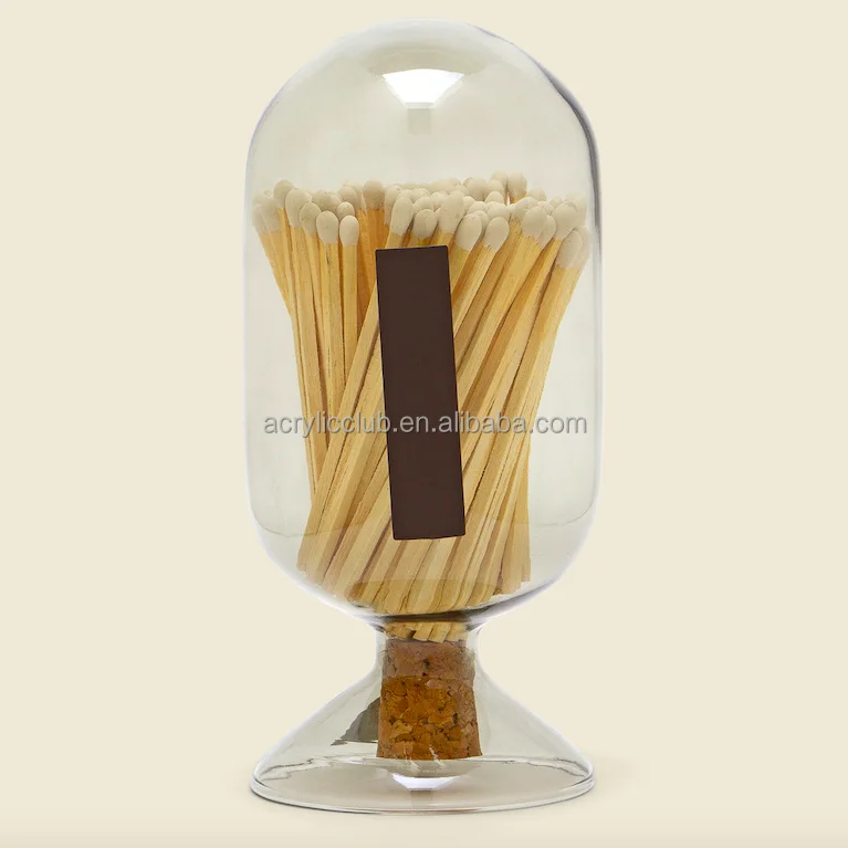 White Cloud Glass Match Cloche Jar Bottle Factory Custom Long Matches