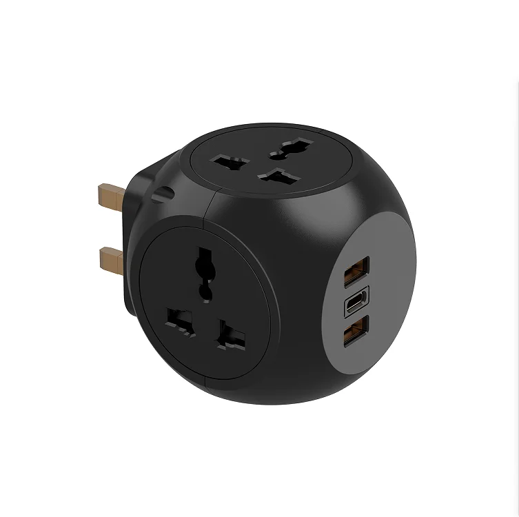 Multi Plug Extension Sockets with 3 USB UK Plug Cube Socket 4 Way Surge Protection Power Extension Adapter
