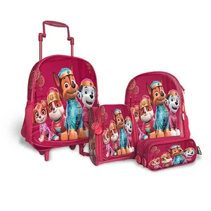 Student Trolley Rolling Cartoon Backpack with Lunch Bag Pencil case Cute Kids Back to School Luggage Bag Set