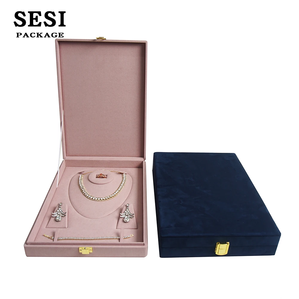 OEM Custom Design High-End Large Wooden Jewelry Set Display Box Luxury for Bangle Earring Bracelet Ring Necklace Display Box