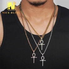 Classic Hip Hop Jewelry Iced Out Round Cut Cross Cubic Zircon Diamond Pendant 925 Silver CZ Pendant